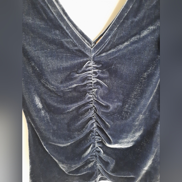 Free People Cupcake Velvet Short Sleeve Top in Outer Space (Blue Gray) - Picture 6 of 13
